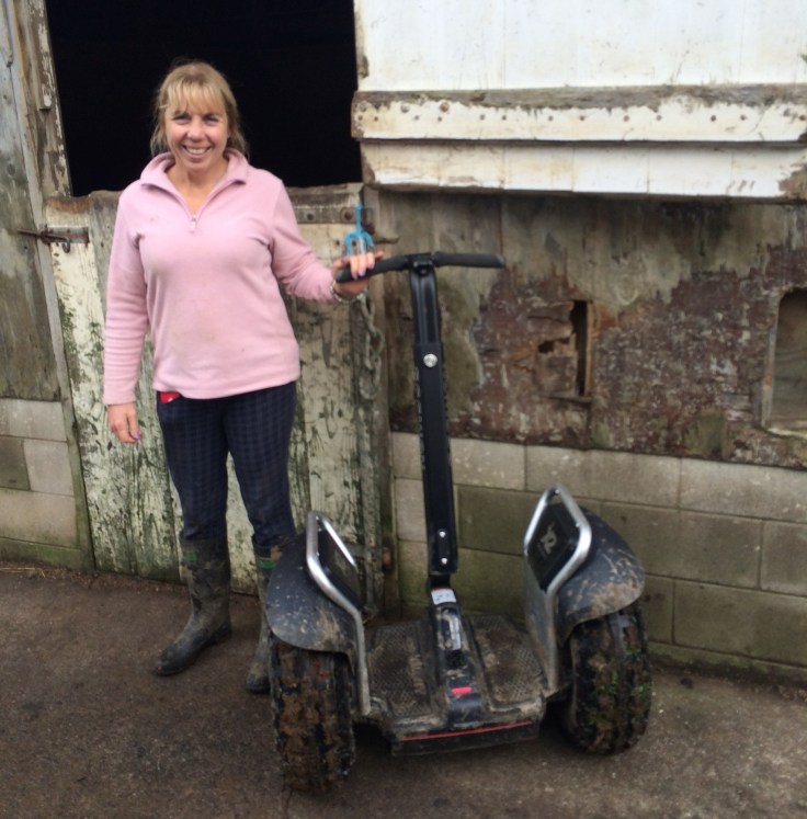 Anne Watts with her Segway x2 SE on her dairy farm and equine property in Karaka, Auckland