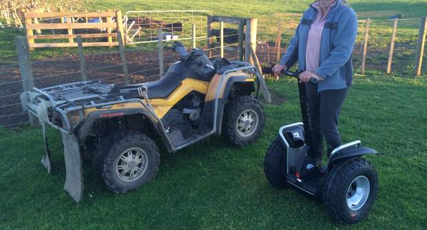 The Segway x2 SE and a quad bike - two very useful vehicles for Kiwi farmers.